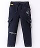 Olio Kids Cotton Full Length Cargo Pants with Pockets - Navy Blue