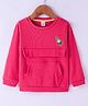 Olio Kids Cotton Knit Full Sleeves Winter T-Shirt with Kangaroo Pocket & Ice Cream Patch - Fuchsia
