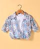 Dew Drops Chiffon Woven Half Sleeves Floral Print Shirt Style Top - Blue