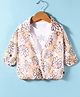 Dew Drops Chiffon Woven Half Sleeves Floral Print Shirt Style Top - Beige