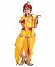Kaku Fancy Dresses Janmashtami Theme Half Sleeves Lace Embellished Krishna Costume Set - Yellow