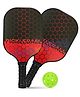 Hop N Play Lightweight Fiberglass Pickleball Paddle with Polypropylene Honeycomb Core & Anti-Slip Sweat Comfortable Grip, Set of 2 Rackets & 1 Ball  Black