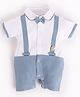 BABY GO Cotton Half Sleeves Suspender Detailed  Romper  - Sky Blue
