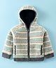 Yellow Apple Full Sleeves Striped Hooded Sweatjacket - Beige