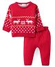Doddle Poodle Full Sleeves Pullover Sweater Set with Jaquard Knit Design - Red