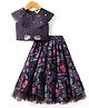 Lil' Drama Cap Sleeves Abstract Printed Lehenga  Choli Set - Navy Blue