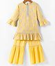 Lil' Drama Full Sleeves Floral Foil Printed Kurta With Sharara Set - Yellow