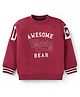 Little Kangaroos Fleece Knit Full Sleeves Sweatshirt With Text Print - Wine
