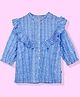 PURPLE UNITED KIDS Full Sleeves Frill Detailed Abstract Printed Top - Blue & White