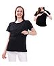 TUMMY Half Sleeves Solid Maternity Nursing Pull On Top With Nursing Access - Black