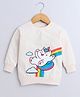 BUMZEE Cotton Looper Full Sleeves Unicorn Printed Sweatshirt - Cream
