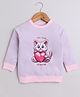 BUMZEE Cotton Looper Full Sleeves Cat Printed Sweatshirt - Lilac