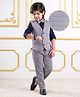 Mark & Mia Cotton Woven Full Sleeves Checkered 3 Piece Party Suit With Bow - Grey & Navy Blue
