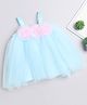 Many frocks & Net Sleeveless Handmade Flower Detailed Dress - Blue