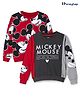 Honeyhap Disney  Drop Shoulder Full Sleeves Cut & Sew Sweatshirts with Mickey Mouse Graphic and Badge Detailing Pack of 2 - Maroon & Grey