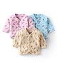 Bodycare Cotton Knit Full Sleeves Antibacterial Front Open Vests with Giraffe & Vehicles Print Pack of 3 - Pink Cream & Sky Blue