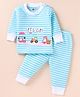 Bodycare Full Sleeves Striped Thermal Vest & Pant Set - Blue & White