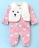 Wonderchild Full Sleeves Polar Bear Printed Romper With Textured Jacket - Pink