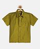 THANGAMAGAN Viscose Half Sleeves Soild Lining Shirt - Olive Green