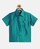 THANGAMAGAN Viscose Half Sleeves Soild Lining Shirt -  Blue