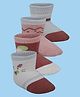 Baby Moo Pack Of 4 Animal Designed  Anti Skid Socks - Red &  White