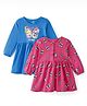 Doodle Poodle Cotton Knit Full Sleeves Frock With Butterfly Print Pack Of 2 - Blue & Pink