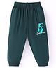 Doreme Single Jersey Knit Full Length Lounge Pants With Text Print - Dark Green