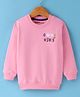 Doreme Terry Knit Full Sleeves Sweatshirt with Text & Floral Print - Pink