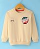 Doreme Terry Knit Full Sleeves Sweatshirt with Text Print - Tan