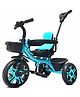 Kidsmate Thunder Plug N Play Kids Baby Tricycle with Safety Guard Rail and Parental Control Storage Basket Fabric Cushion Seat & Bell Boys & Girls - Blue