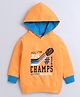 BUMZEE Cotton Fleece Full Sleeves Text Printed Hooded Sweatshirt - Orange
