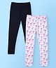 Pspeaches Pack Of 2 Flamingo Printed & Solid Leggings - Multi Colour