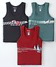 Revvo Junior Sinker Knit Sleeveless Set of Vests Racing Car  Print Pack of 3 - Teal Black & Maroon
