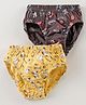 Revvo Junior Cotton Knit Text Printed Panties Pack of 2 - Mustard & Brown