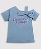 Tiny Girl Cotton One Shoulder Text Prinnted Top  - Teal Blue
