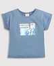Tiny Girl Cotton Half Rollup Sleeves Foil Sticker Detailed Top -  Powder Blue