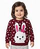 Doodle Poodle 100% Cotton  Light Weight Looper Knit Full Sleeves Bunny Printed Sweatshirt - Wine