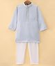 Robo Fry Silk Full Sleeves Solid Kurta Pyjama Set - Light Grey