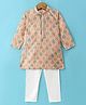 Robo Fry Silk Woven Full Sleeves Kurta Pyjama Set with Chateau Brocade Pattern - Light Brown