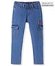 Pine Kids Denim Woven Full Length Washed Jeans With Text Embroidery - Blue