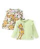 Babyoye Disney Interlock Cotton Knit Full Sleeves Front Open Jhablas with Bambi Graphics Pack of 2 - Multicolour