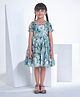 Soleilclo Half Sleeves Floral Printed Tiered Dress - Green