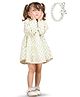 Polka Tots Cotton Full Sleeves Floral Printed Dress With Headband - Cream