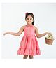 Soleilclo Sleeveless Frill Detail Floral Embroidered Dress - Coral