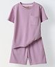 Spunkies Half Sleeves Solid Coordinating Tee & Shorts Set - Lilac