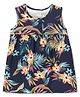 Milou Cotton Sleeveless Floral Printed Dress  - Navy Blue