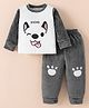 Kookie Kids Full Sleeves Winter Wear Night Suit With Animal Applique - Grey