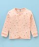 Pink Rabbit Fleece Knit Full Sleeves Front Open Vests With Teddy Bear  Print - Pink