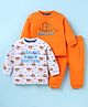WOW Clothes Knitted Full Sleeves Vehicle Printed T-Shirts & Lounge Pants Set - Orange