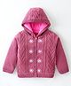Yellow Apple Knitted Full Sleeves Hooded Sweatjacket With Cable Knit Design - Pink